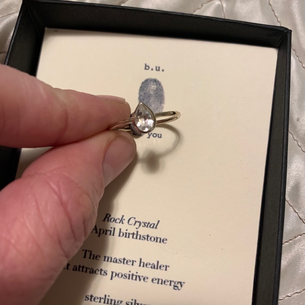 Tear drop ‘diamond’ April birthstone ring